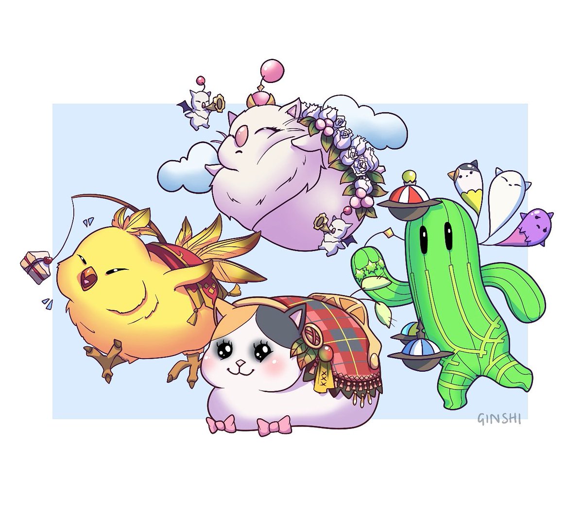 honeyblades's tweet photo. a print i will have with me at Kupocon Pomex! some of the lovely chonky mounts from XIV 💓✨
they will also be stickers + badges 😇
#finalfantasy #finalfantasyfanart #moogle #chocobo #fatcat #fattercat #fatchocobo #kupocon #sabotender #cactuar #fatmoogle #finalfantasyxiv https://t.co/GRuGBfBgJK