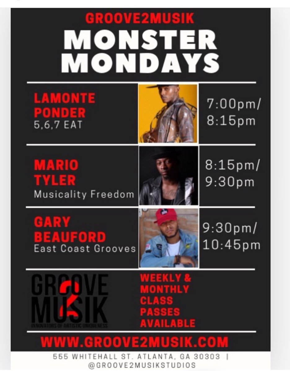 Groove2Musik's tweet photo. ITS MONSTER MONDAY‼️ We’re ready to DANCE!! So don’t miss out on this smoking line up.  Catch @ponderthewonder 7pm, @mariotyler 8:15pm, &amp; @gbeasy 9:30pm.  See you there!!! 😉 https://t.co/taFkQ8vdGR