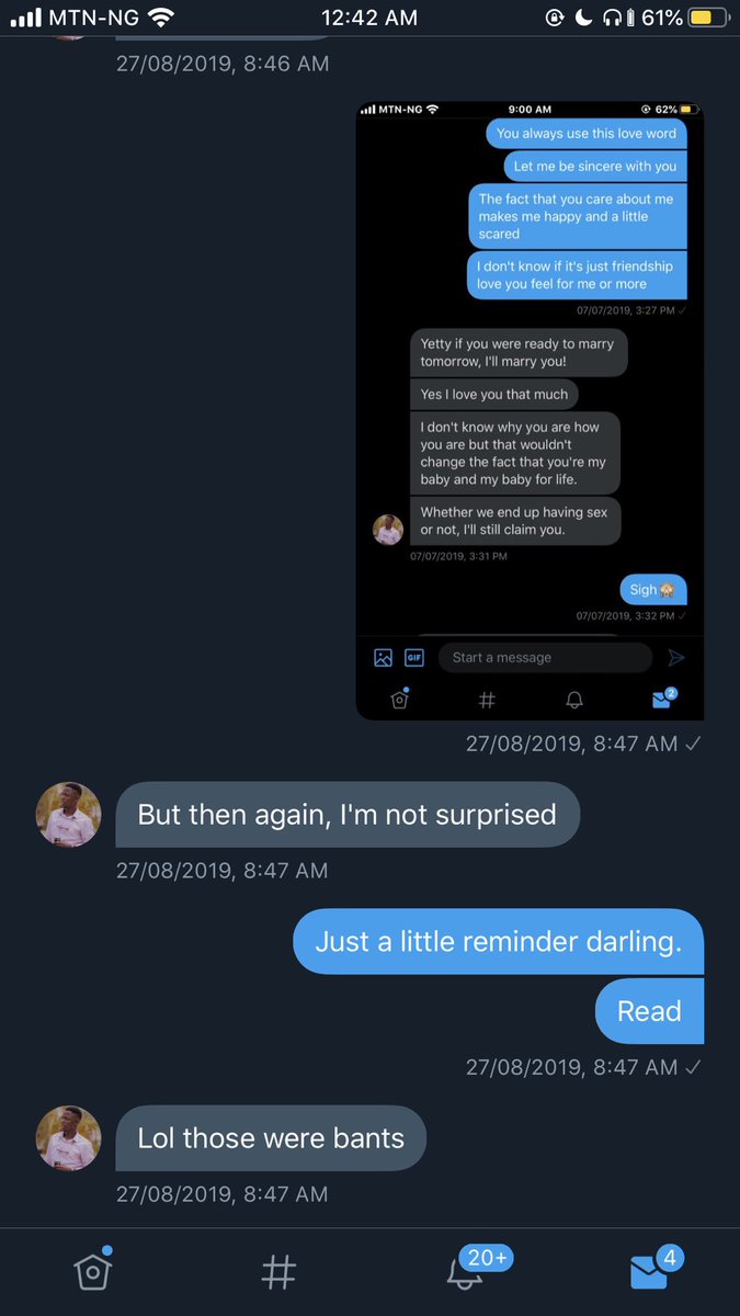 An arrogant person. No remorse at all. Anyways. I still have screenshots of him messing up in other girls dms. This is far down over.