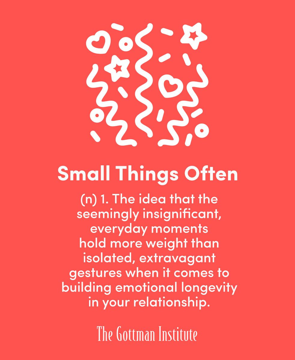 GottmanInst's tweet photo. When it comes to building emotional longevity in your relationship, our research has shown that small, intentional moments hold more weight than occasional extravagant gestures. ❤️

Learn more: https://t.co/ilTOlamL2S https://t.co/I2FmWTmKBH