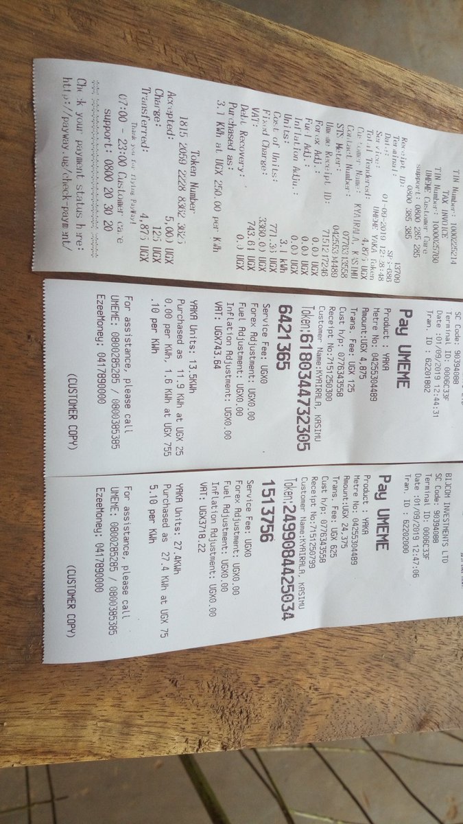 PrinceCharlesLu's tweet photo. @UmemeLtd u ppo how do u explain this, on d same day and same hr I bought yaka fr 5k 2 times and I was given different units, 3.1 and 13.5. I went ahead and bought fr 25k and I was given only 27.4 units.......
Y do u ppo cheat us to that extent!!!! https://t.co/VxXIgGtodl