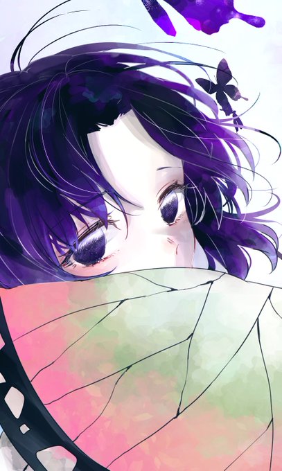 お麩さんがTwitterに投稿した胡蝶しのぶ(鬼滅の刃)のイラスト。