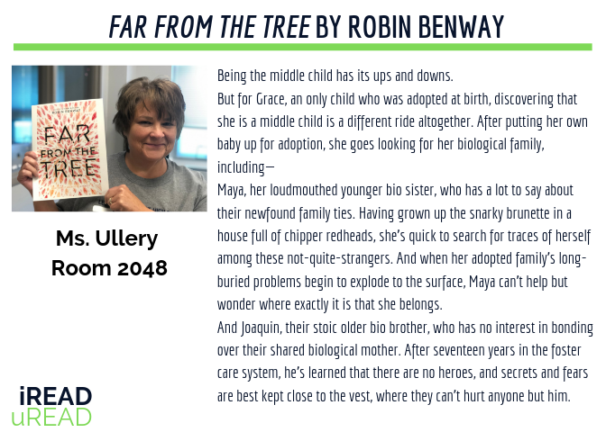 LSWLMC's tweet photo. Check out @CarolUllery iREAD uREAD pick today! Need more information about iREAD uREAD - stop by the LSW Library ASAP. #WhatWeDo #R7LibrariesTransform #LSWHSLibrary https://t.co/kSaiuG2fwU