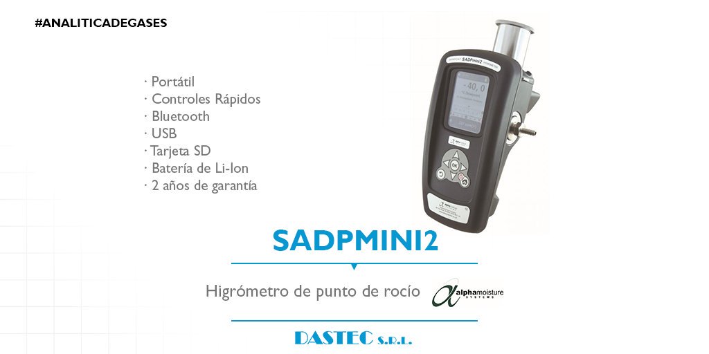 dastecsrl's tweet photo. Presentamos los equipos #SAPDmini2 y #AMT de la nueva línea de medidores de punto de rocío de #AlphaMoistureSystems para la medición de trazas de humedad en gases y aire comprimido. https://t.co/TbJ3xUeOC7