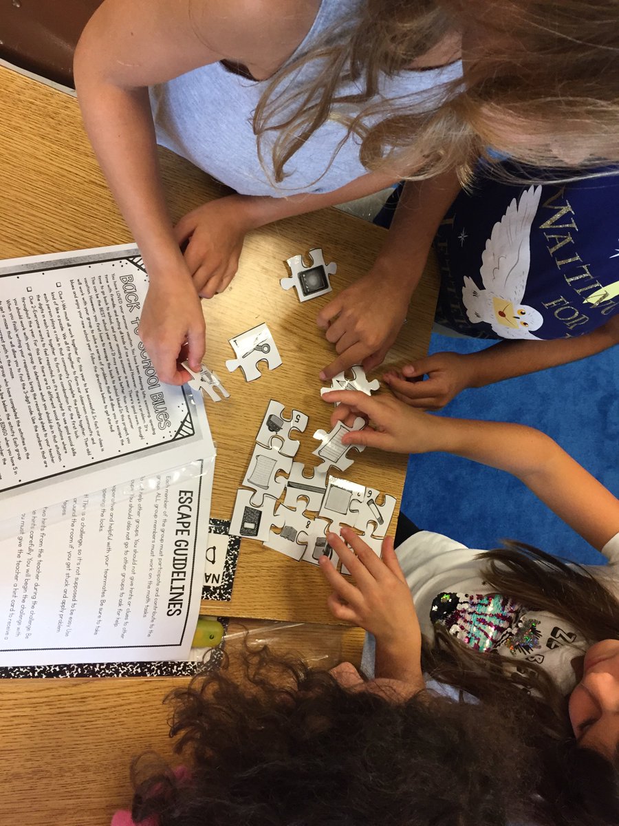 ENLibrary's tweet photo. Mrs. Boehm's 3rd grade class "Escaping" the back to school blues with #breakoutEDU.  Thank you #Keyto73 Foundation for our grant!  #D73Inspires #truENorth #ENgageD73 #D73bringsthejoy https://t.co/J36h0KHaPs