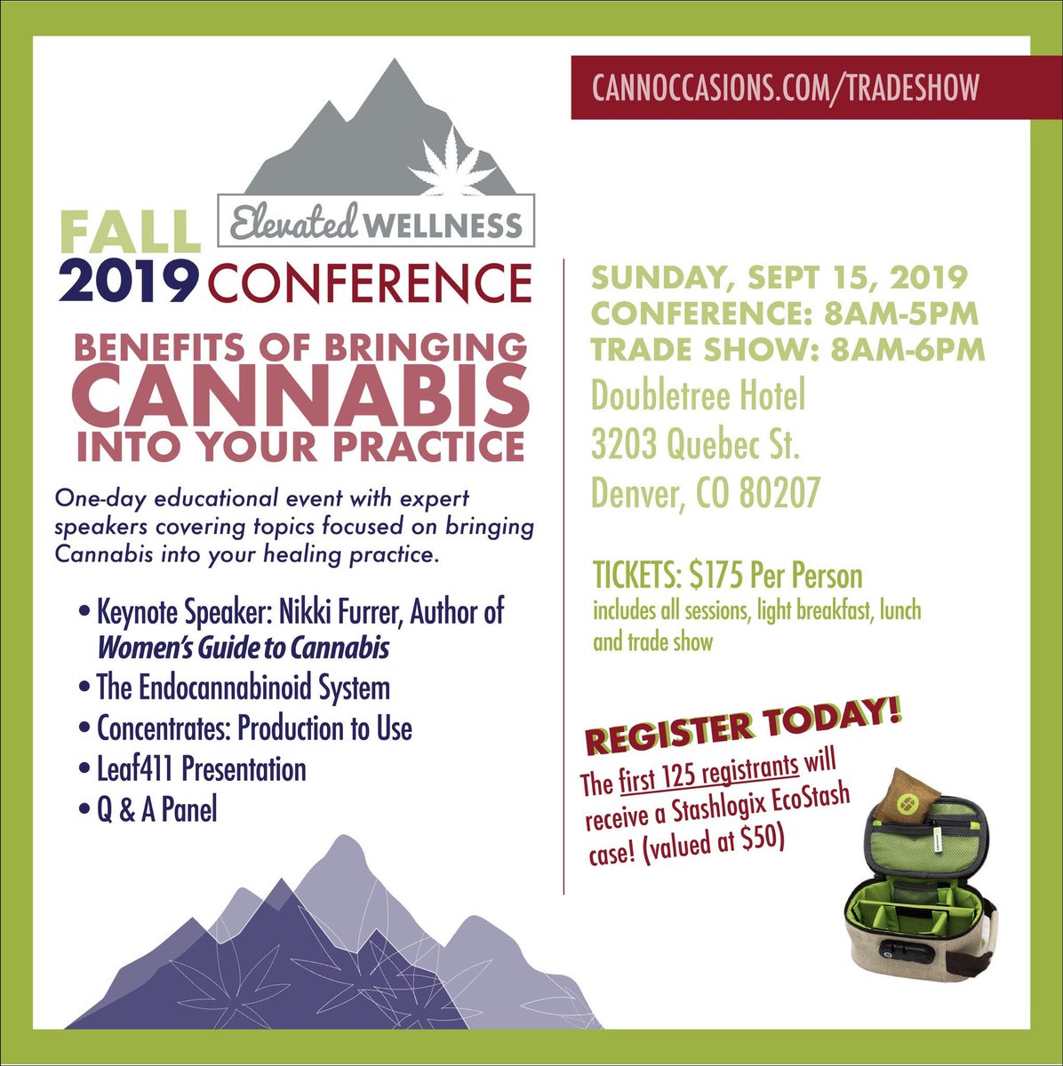 TheBodyIsMind's tweet photo. We have 3 free tickets to the Fall 2019 Elevated Wellness conference. If you know anyone who could benefit from this information, please DM, and we'll give you the code to register for attendance.  #Denver #Colorado #CannabisCommunity https://t.co/EJg6NhZILC
