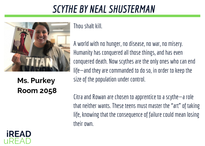 LSWLMC's tweet photo. Check out @Mrs_Purkey iREAD uREAD pick today! Need more information about iREAD uREAD - stop by the LSW Library ASAP. #WhatWeDo #R7LibrariesTransform #LSWHSLibrary https://t.co/DO7HlL6l3p