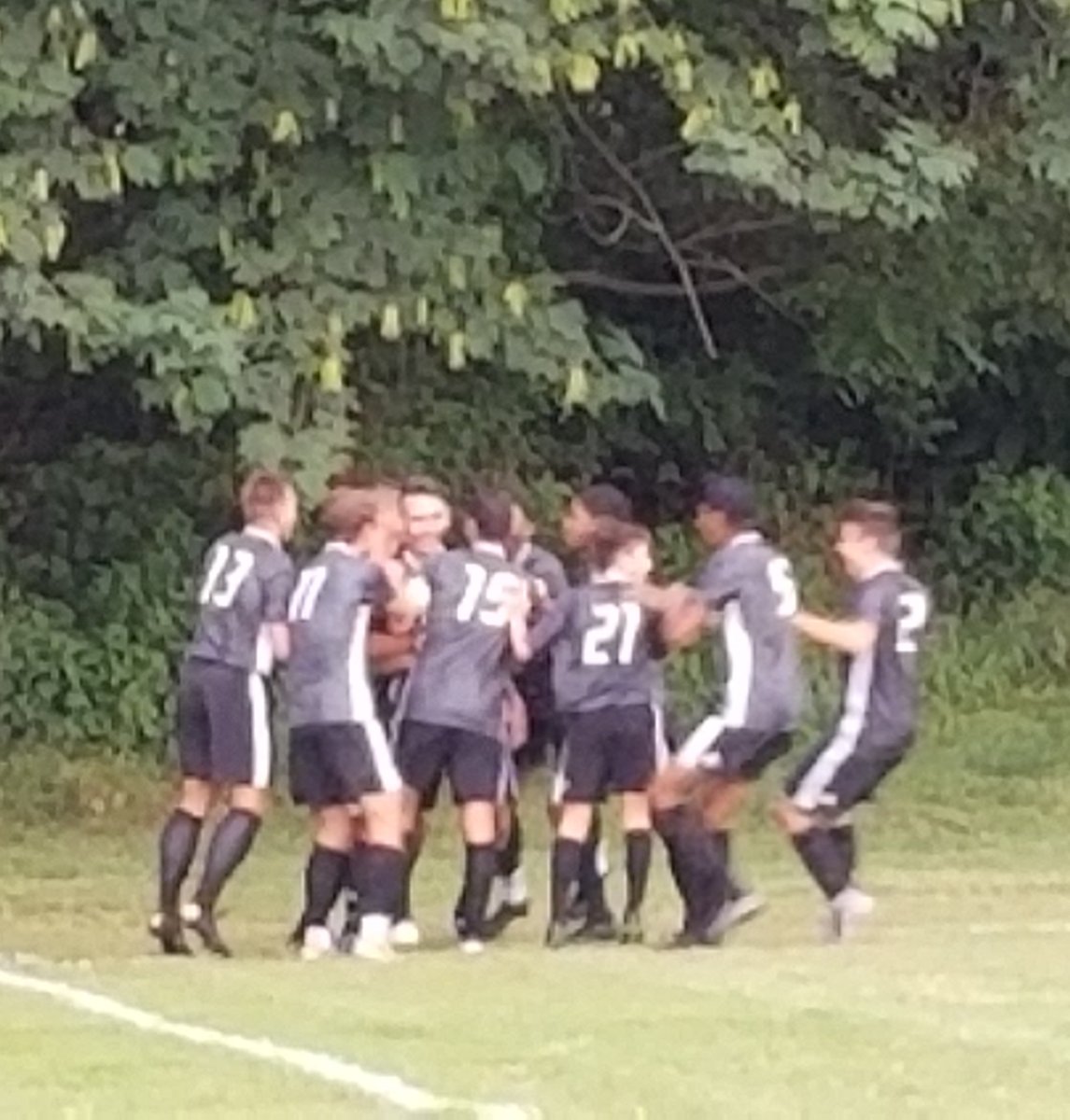 bthsathletics's tweet photo. @btboysoccer team celebrates after #17 Alex Petre pegs the first goal of the game against @LenapeAthletics . Falcons up 1-0 early first half. @BthsNest https://t.co/f7LlFqXmPm