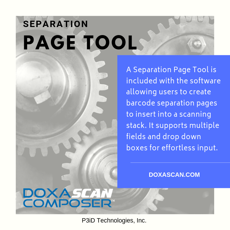 P3iDTech's tweet photo. App Feature for DoxaScan Composer Page Separation Tool - Easily create barcode separation pages to insert into a scanning stack. Choose selections to manage how barcodes are identified,
improved, and used.
#doxascan #barcode #documents #automation https://t.co/r8l7sJ6T0p https://t.co/VCjPxWFaDv