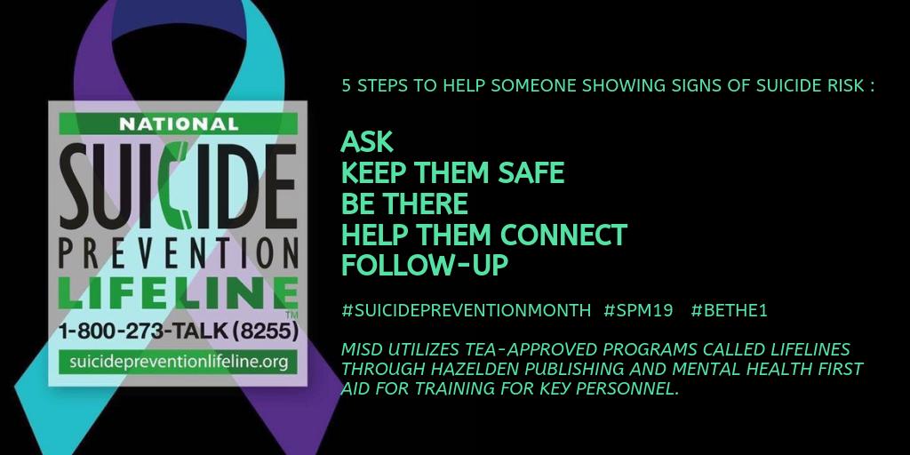 midwaysservices's tweet photo. This week is National Suicide Prevention Week. Check out the graphic below for 5 tips to help someone showing signs of suicide. We will be sharing more information throughout the week, so stay tuned! For more information, check out https://t.co/Keh4r1iaAq https://t.co/US6MhJhRUP