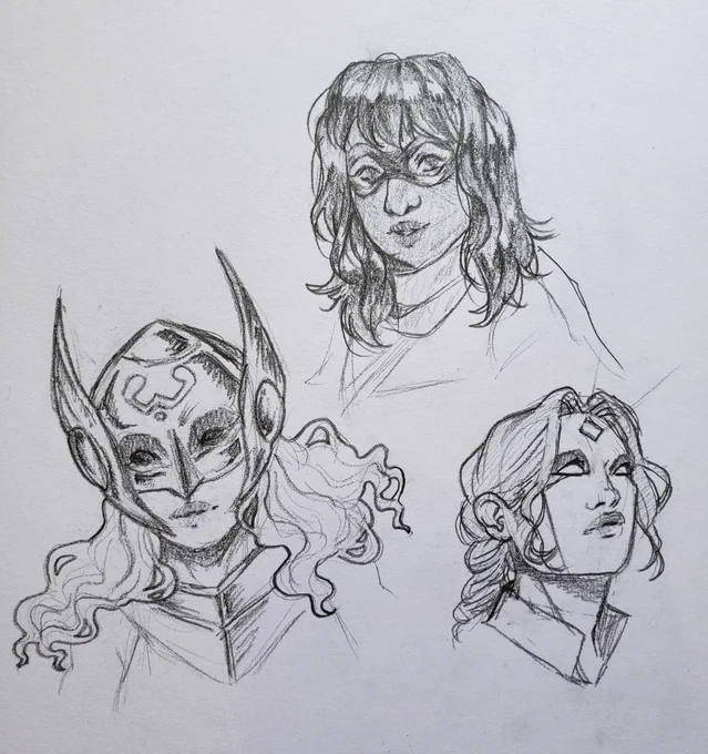 doodled my fav marvel gals instead of paying attention during critiques today ??‍♀️ 