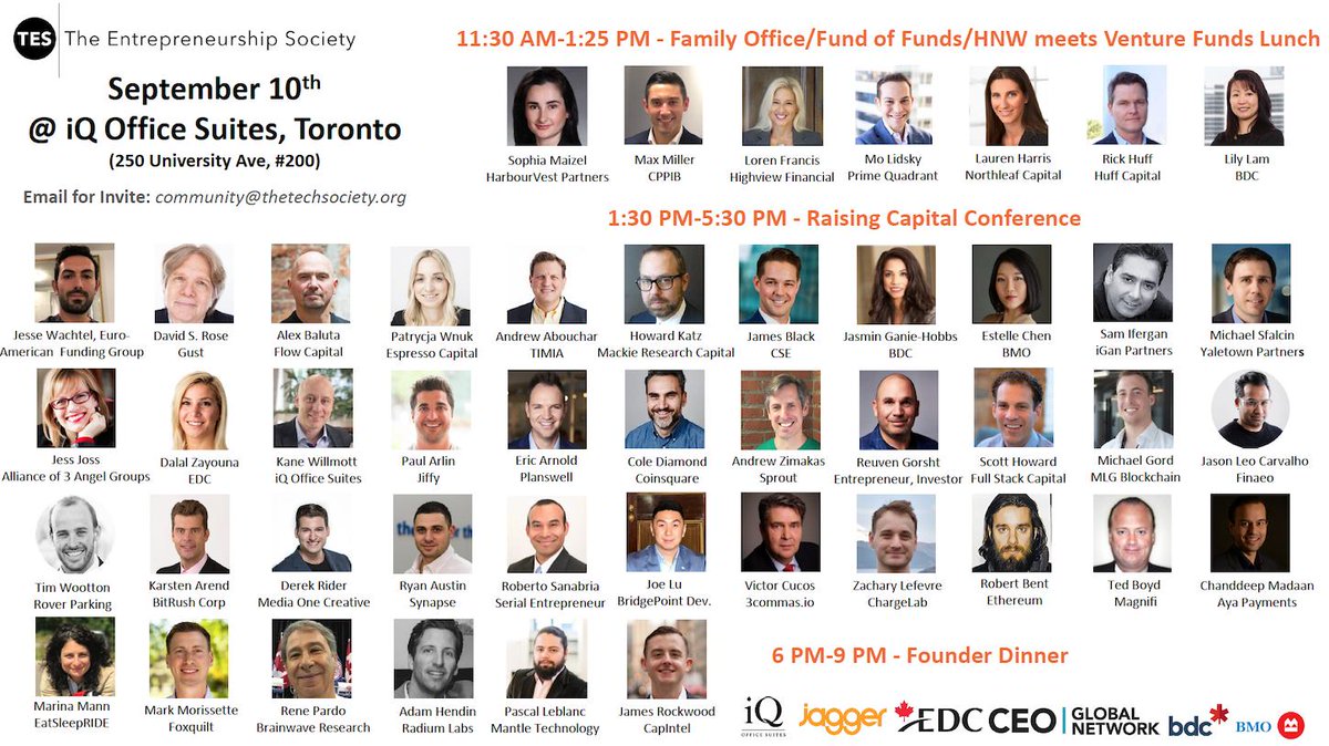 .@TES_Canada hosts the #Toronto Raising Capital Conference tomorrow at 1:30 at @iQOffice ft. <a href="/Coinsquare/">Coinsquare</a> <a href="/3commas_io/">3Commas</a> @Get_Synapse <a href="/getplanswell/">Planswell</a> <a href="/BitRushCo/">BitRush</a> <a href="/ChargeLabHQ/">ChargeLab</a> <a href="/JiffyOnDemand/">Jiffy</a> <a href="/MlgBlockchain/">MLG Blockchain</a> <a href="/FoxquiltDen/">Foxquilt Den</a>
@CoinChangeCan #Entrepreneurship
Register👉 bit.ly/RaisingCaptial…