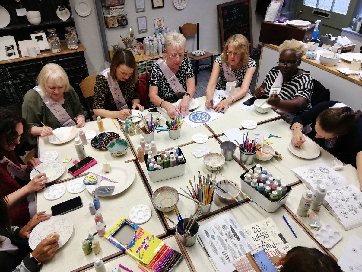 GoodallDawn's tweet photo. Dudley EPS spent a fun Saturday together at Emma's Hen-do! Therapeutic pottery painting (never known them so quiet...!), then a Dudley-special bring and share afternoon tea with a few themed games😉. Lovely day. Best team❤��� https://t.co/OvMzi4xGFs