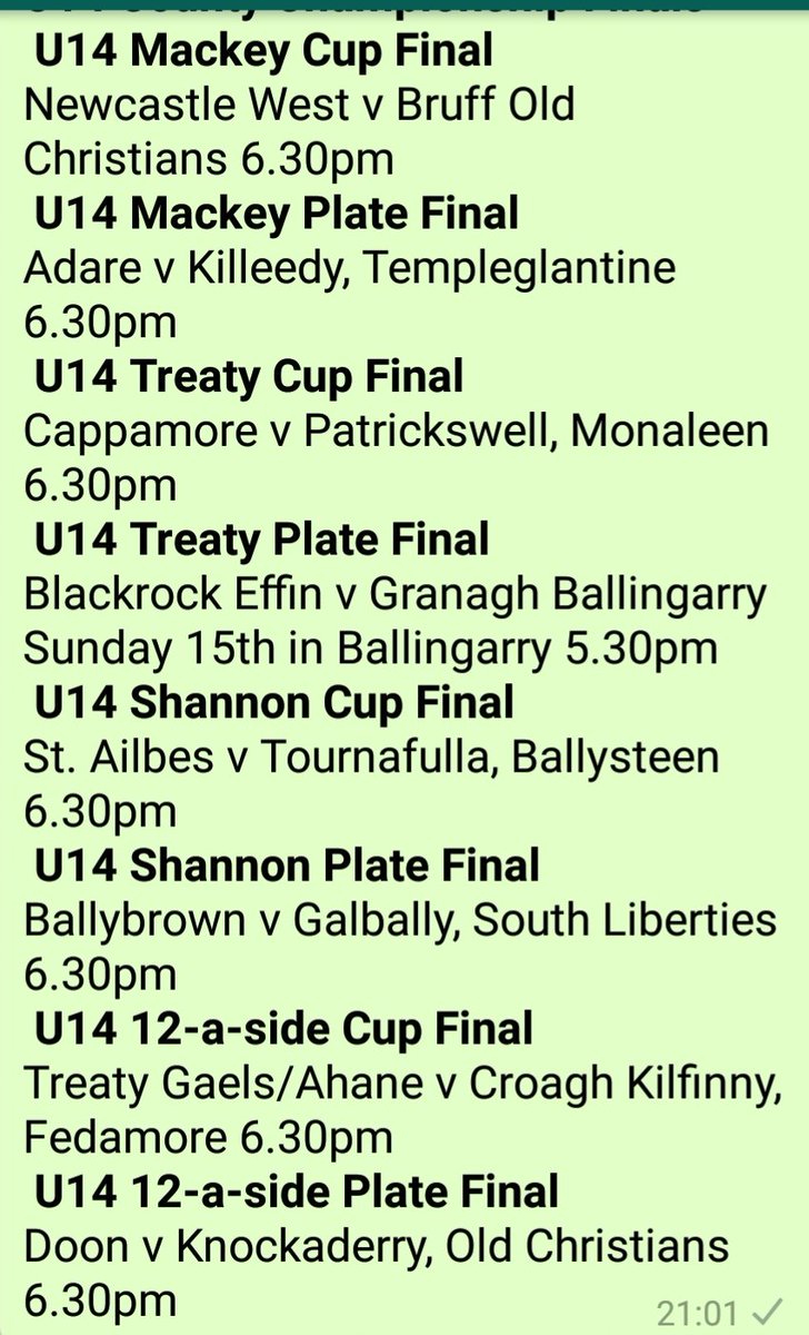 We have 7 County U14 Finals going ahead tomorrow night with the Treaty Plate Final on Sunday.   <a href="/ValerieWheeler_/">Valerie Wheeler</a> of <a href="/SPINSouthWest/">SPIN South West</a> will be commentating on our Mackey Cup Final video which has been organised by <a href="/NcwCamogie/">Newcastle West Camogie Club</a> in their match v <a href="/BruffGAA/">BruffGAA</a> #20x20 #CantSeeCantBe #Camogie