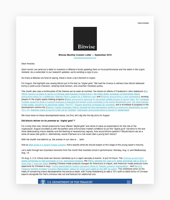 Bitwise's tweet photo. 1/ New @bitwise Monthly Letter to Investors is out.

HEADLINE: "September 2019: Is Bitcoin A Safe Haven Or A Risk Asset?"

We look at how BTC behaved amidst a yield curve inversion, ramping trade tension, &amp; monetary policy.

Link: https://t.co/m4qqAFuEp3

Snippets below. https://t.co/eFYSG0wAQN