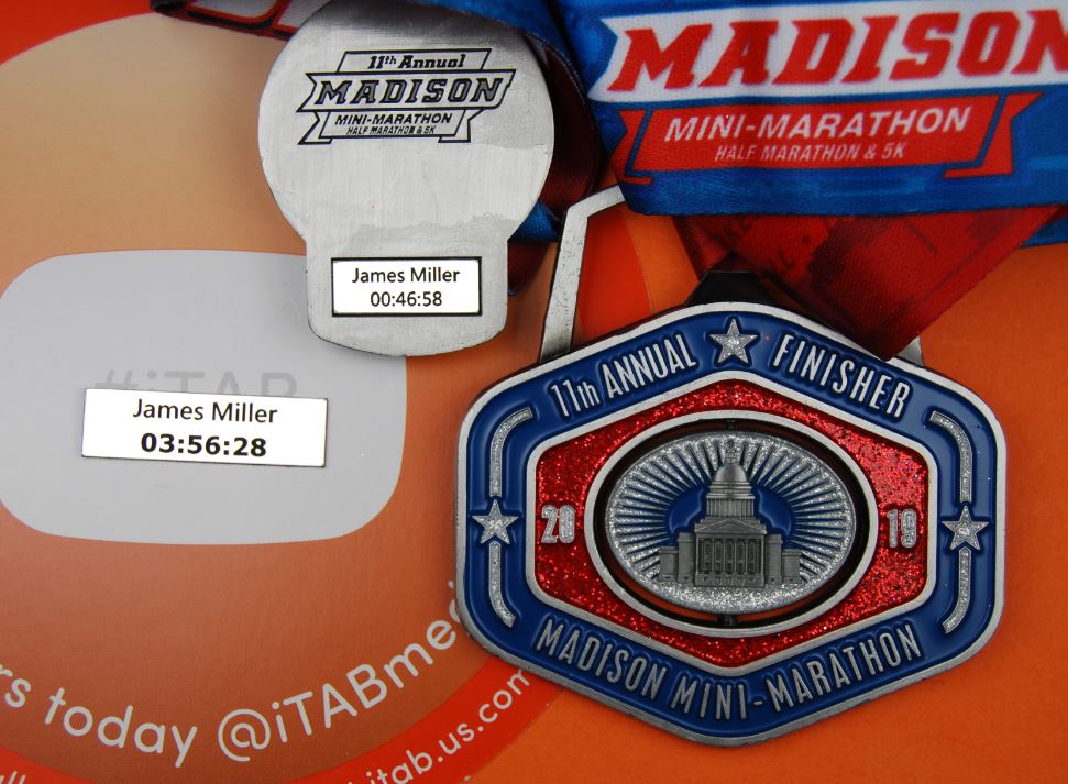 iTABTeam's tweet photo. Personalized #iTABs have been dispatched to you if you purchased your @iTaBmedalinsert in registration for the @MadisonMini Are you still wanting to celebrate your achievement? You can! Order your iTAB here- https://t.co/xp1jp9R8Og #madisonmini #everyracetellsastory #medalmonday https://t.co/NFaeM1nK1M