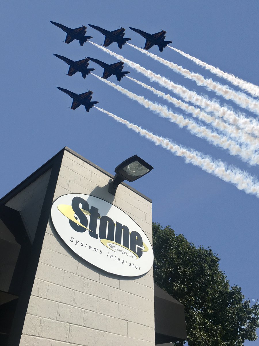Stone_Tek's tweet photo. It's pretty cool when the Blue Angels practice right over our building. Next year, come out and watch the show with us! Leave a comment if you want an invite. https://t.co/nh5UUxrqmD