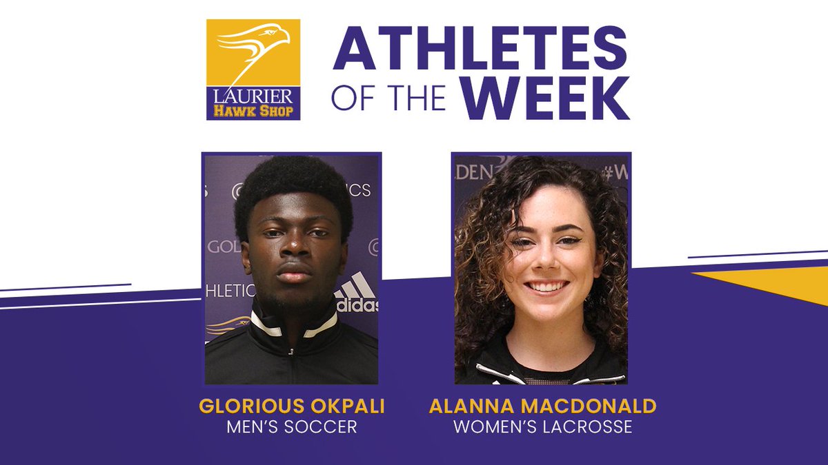 WLUAthletics's tweet photo. Congratulations to M⚽️ Glorious Okpali and W🥍 Alanna MacDonald, this week's Hawk Shop Athletes of the Week!

Okapli ➡️ 2 goals in upset win over Western 🔥🔥
MacDonald ➡️ 8 saves in win over Toronto 🙅‍♀️

#SoarAbove https://t.co/7JbpKaBsHB