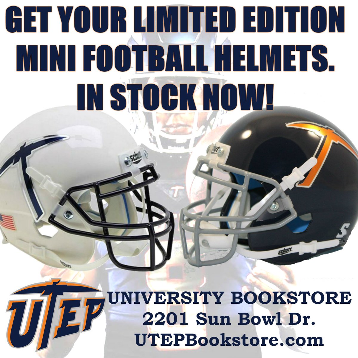 UTEPCampusStore's tweet photo. Perfect for your office, dorm room, home, or as a gift. Mini Football Helmets in stock now.  Get yours today! https://t.co/CGt7IMAzq6