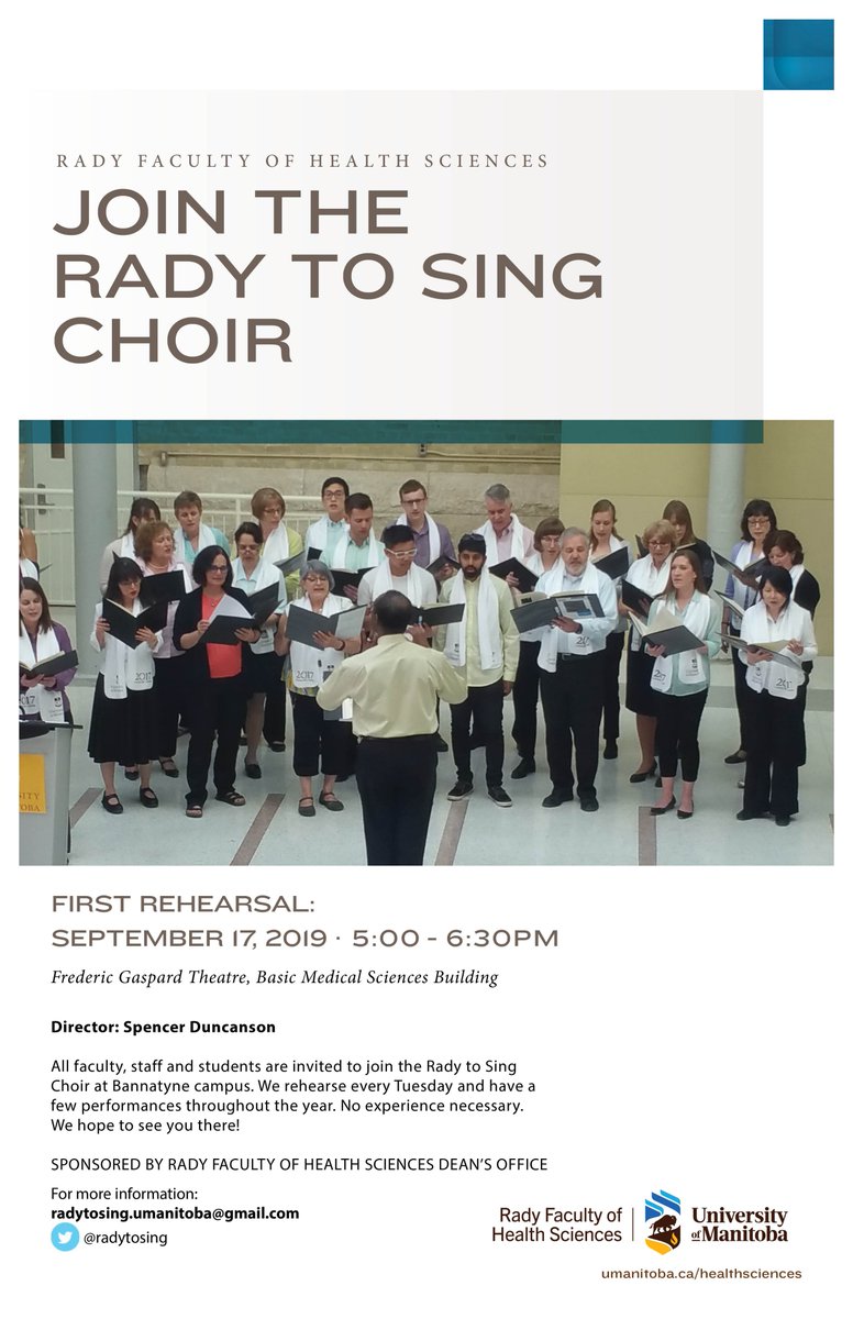 radytosing's tweet photo. We start singing again next week, and we'd love to have you join us! First rehearsal of the season is Tuesday, Sept. 17, 5pm at the Frederic Gaspard Theatre. No experience necessary! Open to students, faculty and staff. https://t.co/zYs0nfFZxn