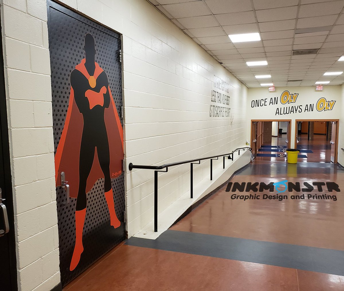 inkmonstr's tweet photo. We've been installing some amazing graphics at #GatewayHighSchool this Summer and this one is no exception. Way to inspire team spirit and inspire students. Keep up the great work! #HomeoftheOlympians #SuperQuote #InkMonstr https://t.co/HYL5celrGW