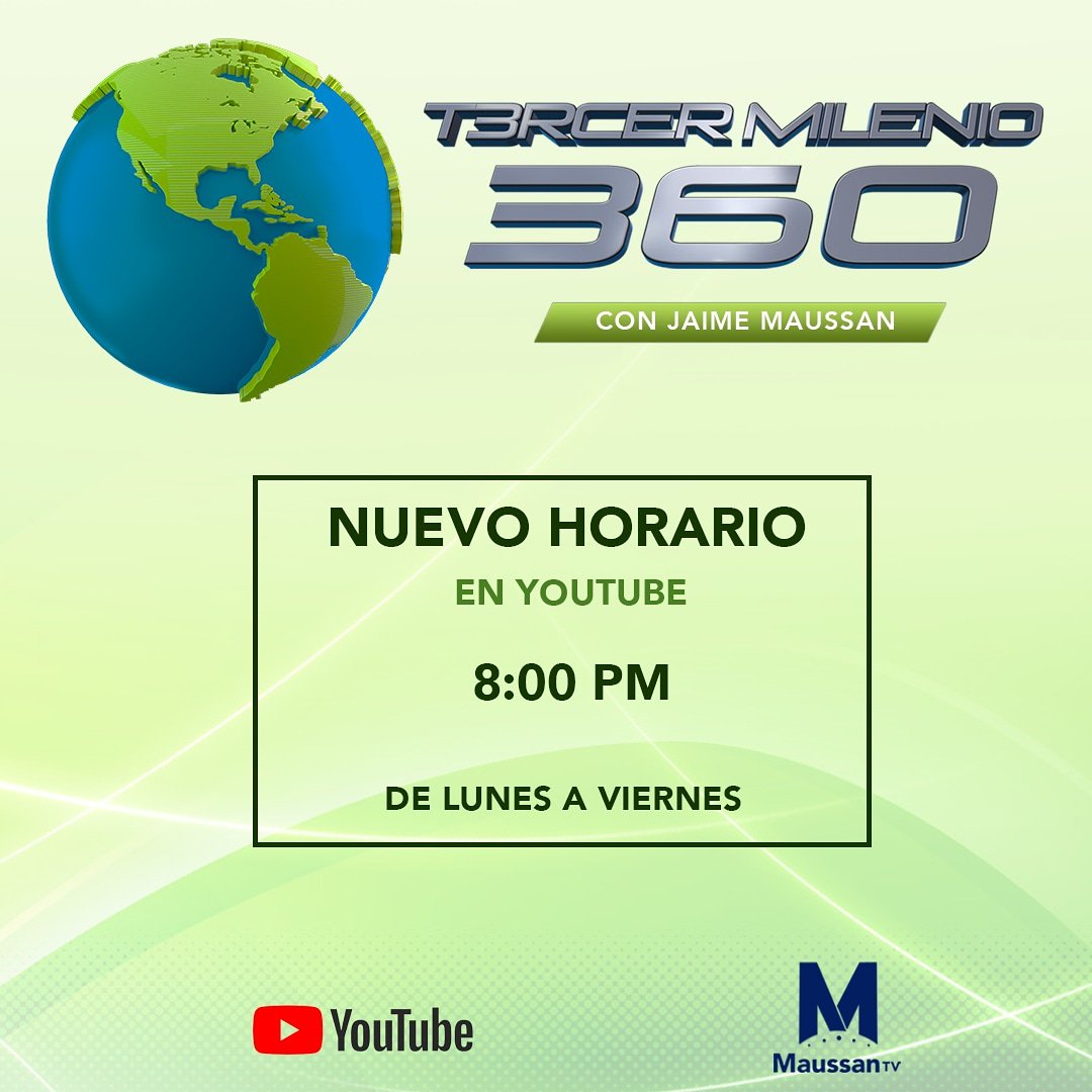 #TercerMilenio360 cambia de horario, a partir de hoy Lunes 9 de septiembre podrás verlo a las 8 pm a través de You Tube #MaussanTV