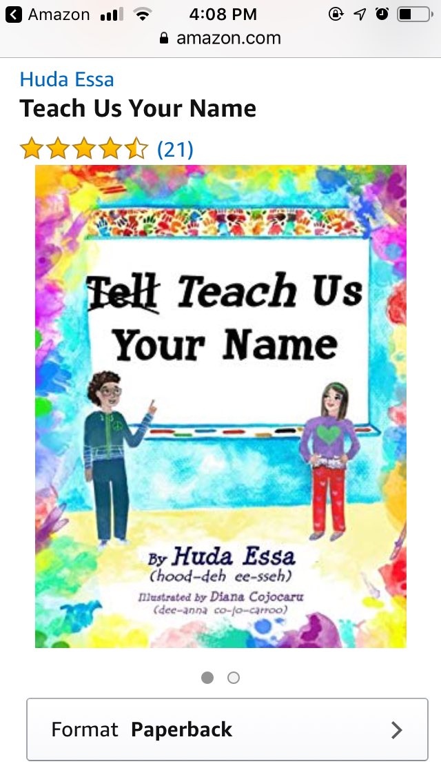 imansthesis's tweet image. A mentor gifted me  Huda Essa’s children’s book after she witnessed the community my students built around the stories of our names. #TheLibraryOfMsIman #OurNames @MilnerHRich #CRP