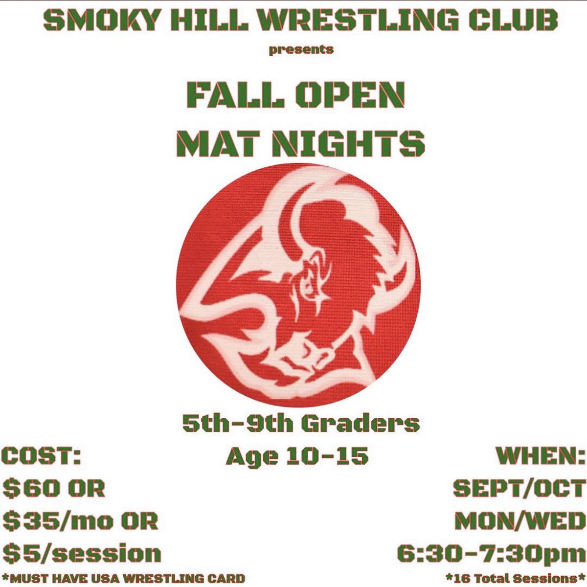 smoky_wrestling's tweet image. Our first #SHWC Fall Open Mat Night is tonight, 6:30-7:30! Age 10-15, USA Wrestling card required! Hope to see you there! #gobuffs #makeaSTATEment