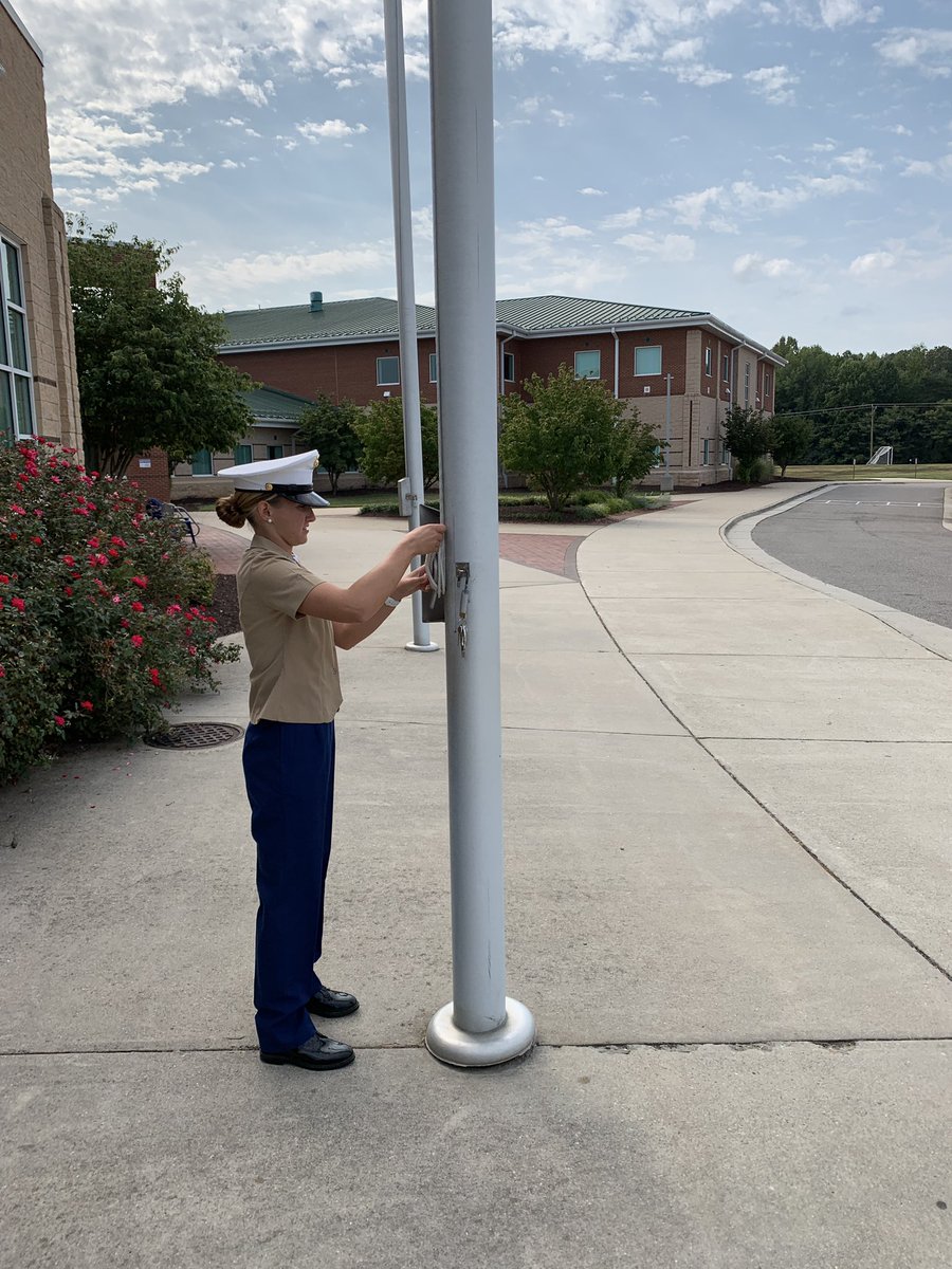 GHSMCJROTC's tweet photo. MCJROTC raising the Freedom Flag over Goochland High School. @DrJRaley @WatsonBwatson @GHSCollier @strongusmc https://t.co/VzXeOXXgDe