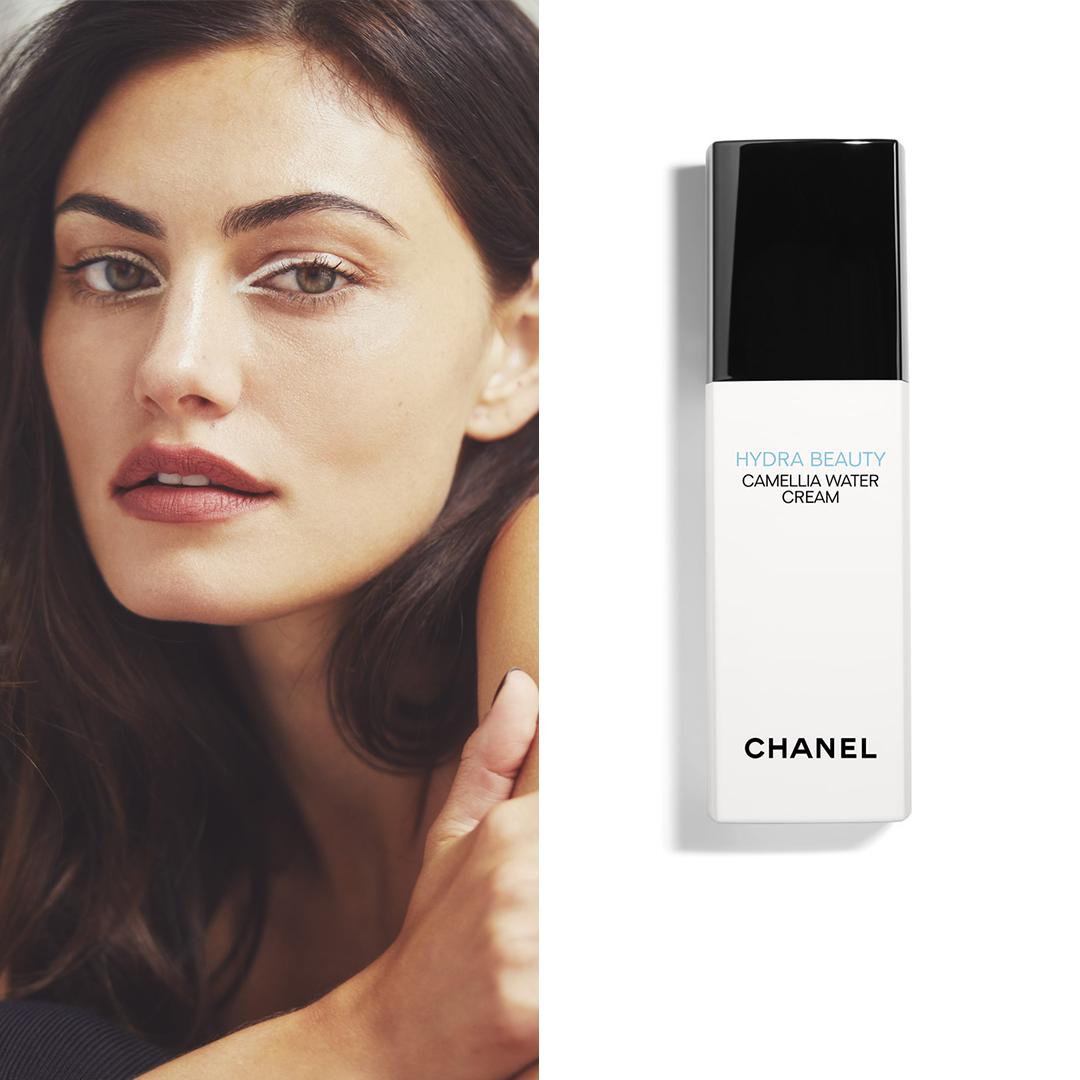 Dress Like Phoebe Tonkin on X: September [2019]  Posing for Gritty Pretty  wearing as a base #chanel Hydra Beauty Camellia Water Illuminating  Hydrating Cream ($55) and then Les Beiges Water Fresh