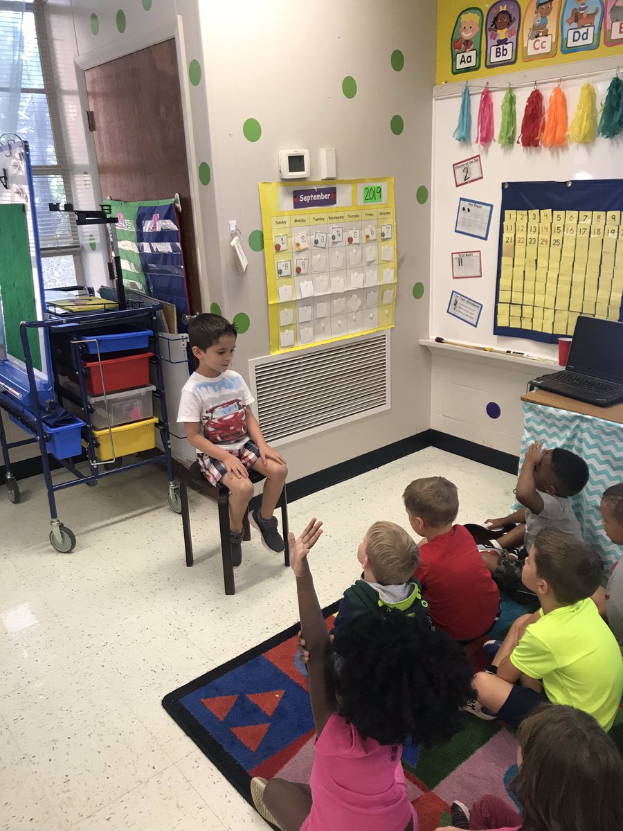 CShomber's tweet photo. We began our star student interviews at Saks Elementary today! We interview the star, write his/her name and draw his/her picture. We are learning how to ask and answer questions! @ccboe_news #seswildcats https://t.co/81emKjWNmt