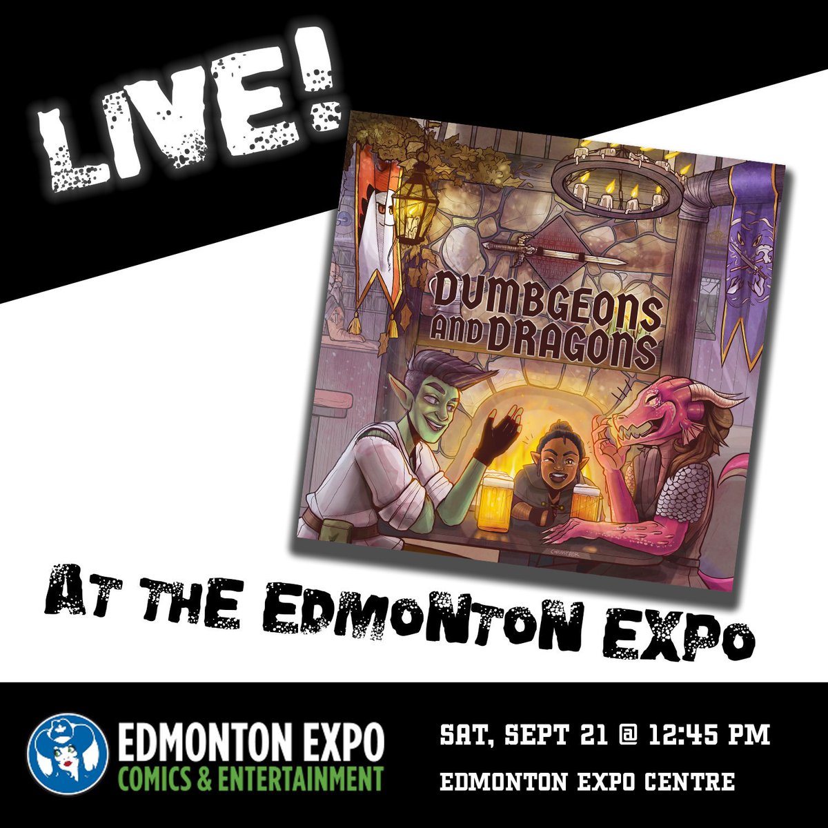 Dumbgeons & Dragons (@dumbdragoncast) on Twitter photo Have you heard!? #DumbDragonCast is recording a live #podcast episode at <a href="/EdmontonExpo/">EDMONTON EXPO</a> on Saturday, Sept 21 @ 12:45!
It's fun for all ages! We hope to see you there!
<a href="/YEGNerdList/">Edmonton Nerd List</a> @wadojeff <a href="/Take20_DnD/">Take20 D&D</a> <a href="/dsteelegm/">Darren Steele</a> <a href="/Northern_Nerd/">Northern Nerd 🇨🇦</a> @IScreamDice #Yeg #yegevents #dnd #actualplay Have you heard!? #DumbDragonCast is recording a live #podcast episode at <a href="/EdmontonExpo/">EDMONTON EXPO</a> on Saturday, Sept 21 @ 12:45!
It's fun for all ages! We hope to see you there!
<a href="/YEGNerdList/">Edmonton Nerd List</a> @wadojeff <a href="/Take20_DnD/">Take20 D&D</a> <a href="/dsteelegm/">Darren Steele</a> <a href="/Northern_Nerd/">Northern Nerd 🇨🇦</a> @IScreamDice #Yeg #yegevents #dnd #actualplay