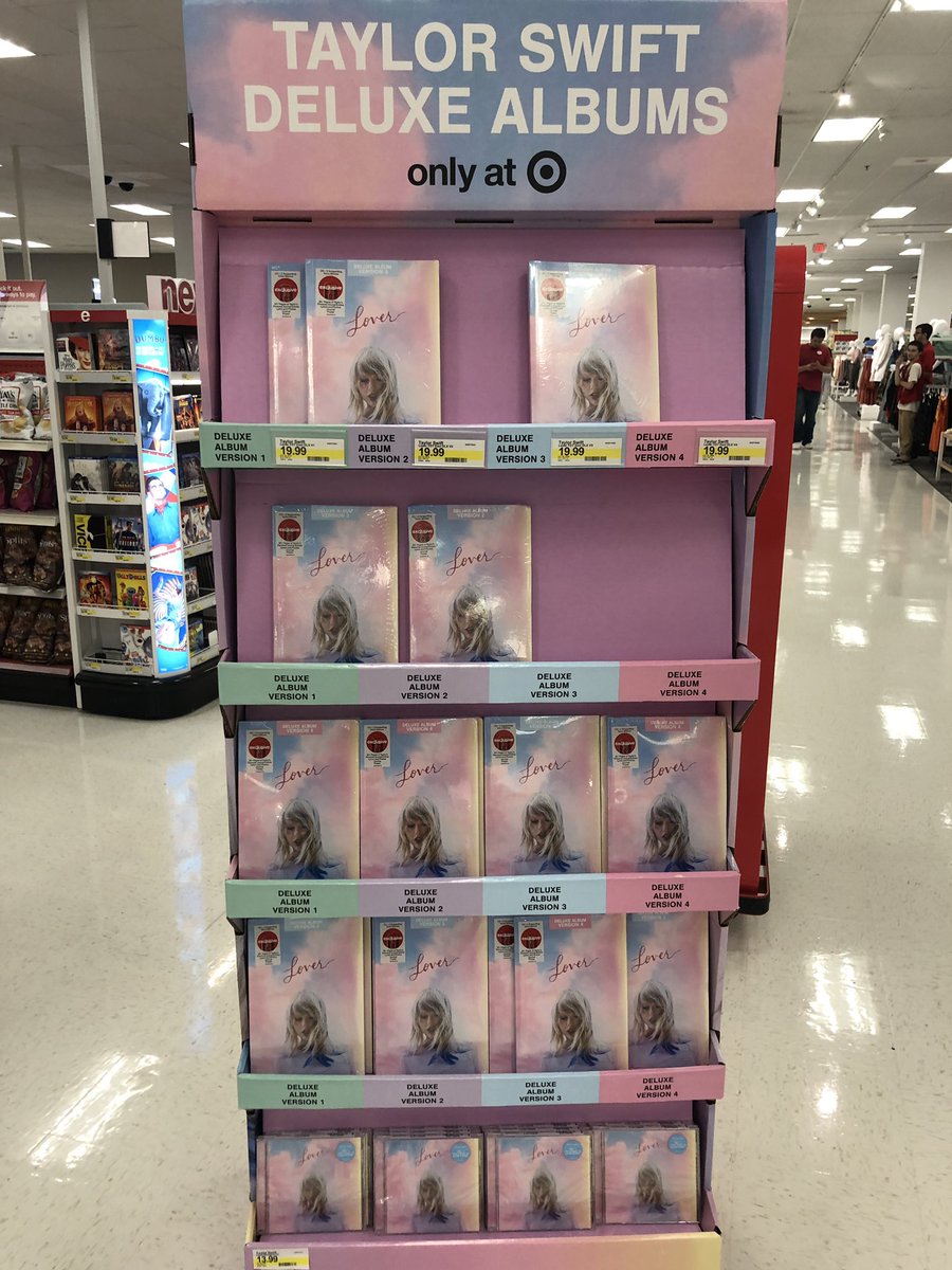 madwoman_swift's tweet photo. They didnβt have the first one but I bought the other three!!! Finally was able to @taylornation13 #loverattarget https://t.co/gXqAZSOAU4