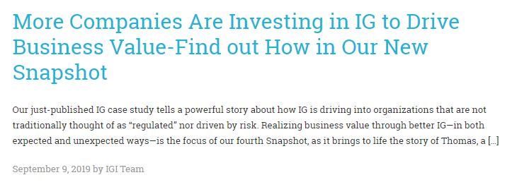 Learn how #infogov is driving business value at a global construction company-lead by the project managers. Download our new Snapshot now. buff.ly/3171oW4