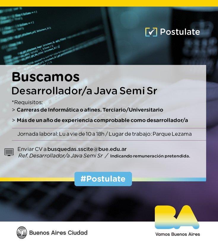 HemilseD's tweet photo. Súmate a nuestro equipo! #java #trabajoBA #TrabajoAr #developer https://t.co/MsEZ7PZo8B