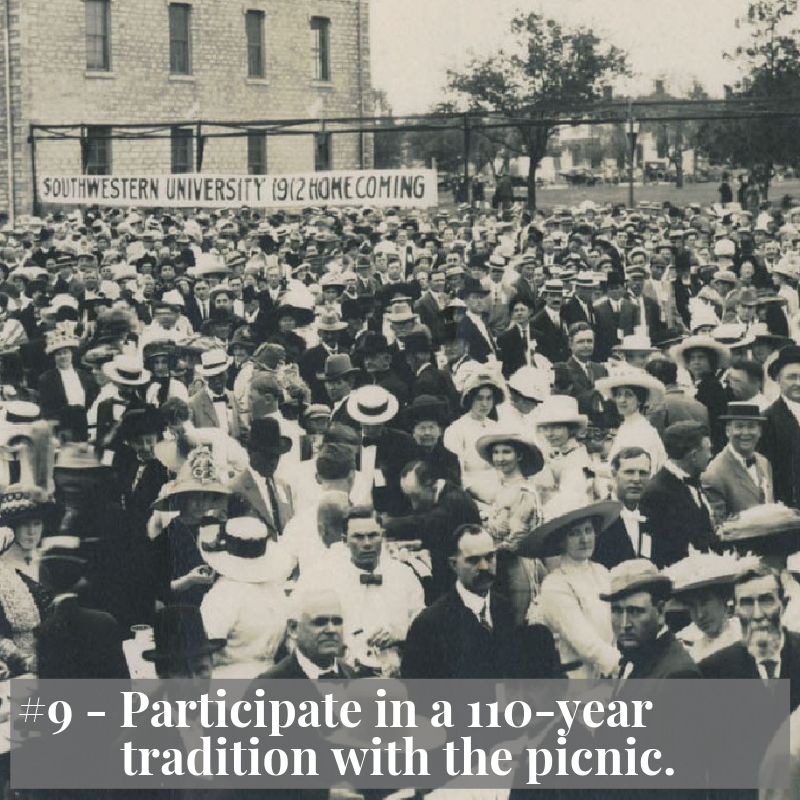 sutxalumni's tweet image. 10 Pro tips for a great Homecoming experience!
#9 - By many historical accounts, @SouthwesternU held the 1st Homecoming on record: Wed, Apr 21, 1909 in Georgetown, Texas. Former students raised funds, provided homes, served a barbecue supper, & decorated the town buildings.