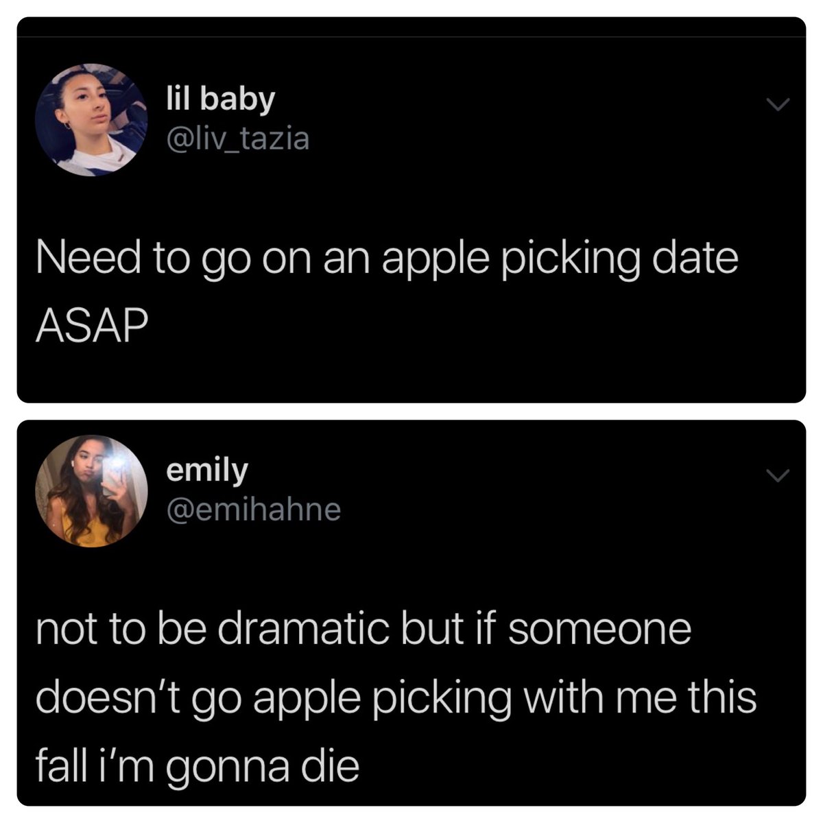chazyorchards's tweet photo. GUYS.... this is getting ridiculous so we’ll do it for you. 

Setting up our own dating site: 

APPLES to APPLES
Pick a partner, pick an apple!

Connecting people that just wanna pick some damn apples with someone special! #applepicking #appleorchard #fall #pickyourown https://t.co/2Mi8wVhs4u