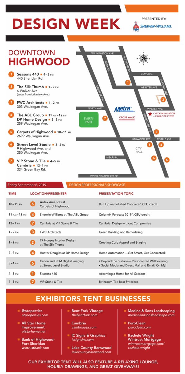 WeCarpetChicago's tweet photo. Check out the schedule and programs for The Highwood Design District! Excited to kick off everything starting tomorrow! #highwooddesigndistrict #wecarpetchicago #interiordesign https://t.co/35wvtDp6x5