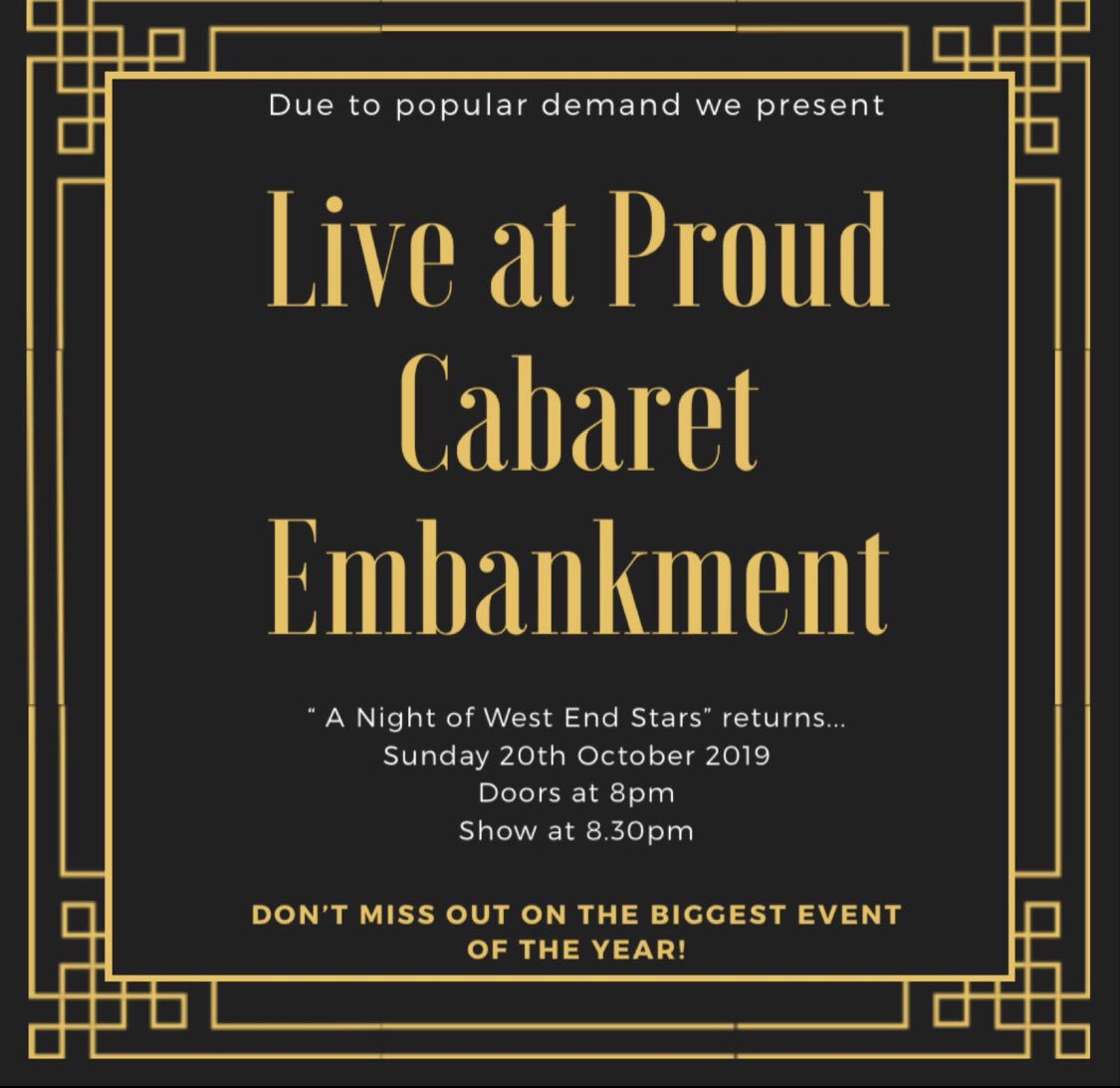 Frankie Jones (@frankiejones93) on Twitter photo Can’t wait to do this again! A fabulous night for a wonderful cause. The line up is 🔥 so book your tickets here eventbrite.co.uk/e/live-at-prou… #concert #cabaret #charity #proudembankment #performance #magic #singing Can’t wait to do this again! A fabulous night for a wonderful cause. The line up is 🔥 so book your tickets here eventbrite.co.uk/e/live-at-prou… #concert #cabaret #charity #proudembankment #performance #magic #singing