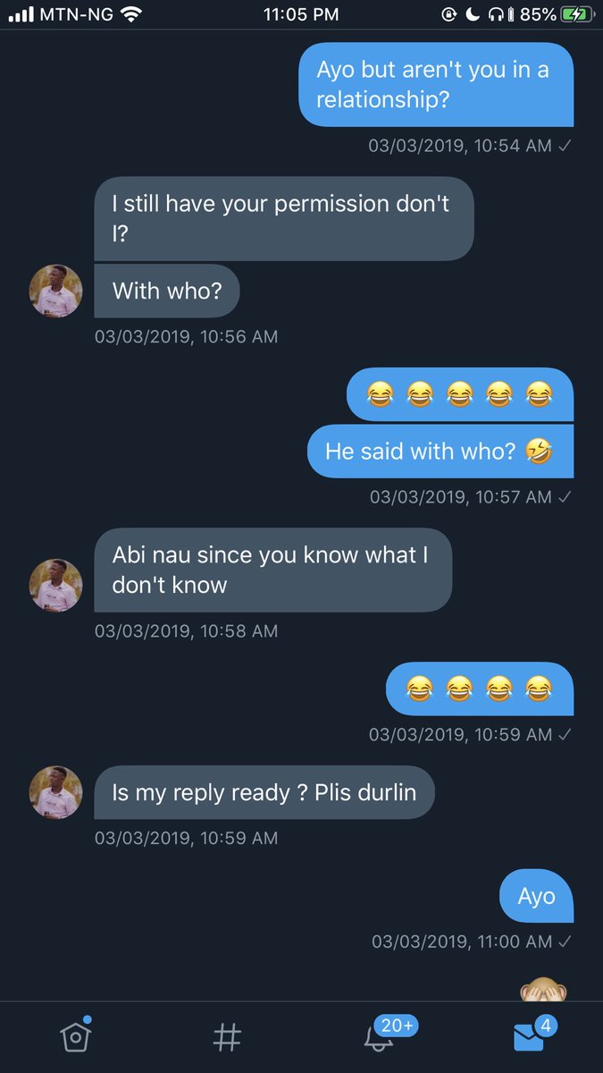 Well Ayo said he’s been in his relationship for a year bah. Please read the time stamp on those messages. As for those laughing. Na book. It will get to your page soon.