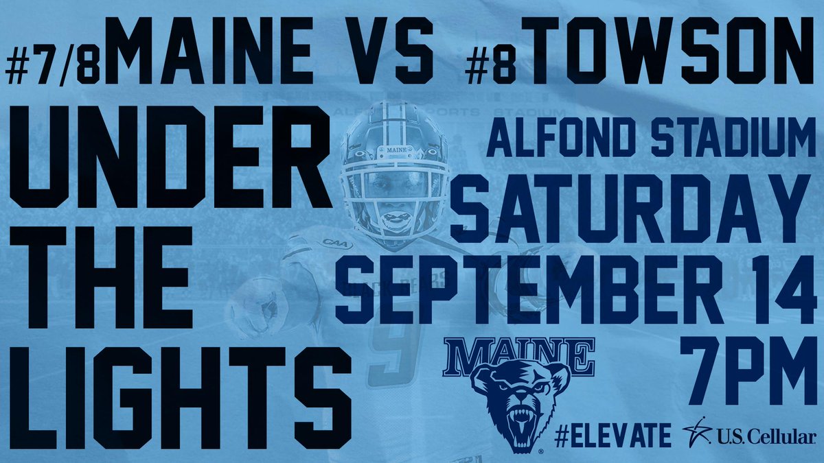 BlackBearsFB's tweet photo. #BlackBearNation - we need YOU this weekend for our @CAAFootball opener against Towson!

✅ - Two nationally ranked teams, under the lights - what's not to get excited about?!

Get your tickets today! ⤵️
🎟: https://t.co/Uf8jH7Zgv6

#BlackBearNation | #Elevate | #CAAFB https://t.co/PVNRCLvUsX