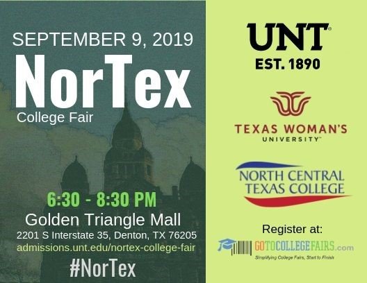 It's not too late to attend TONIGHT'S NorTex College fair at the Golden Triangle Mall from 6:30p-8:30p!  Hope to see you there!  For more information, click on link below!  #NorTex

admissions.unt.edu/nortex-college…