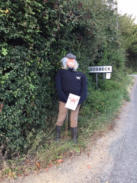 Gosbeck residents were very busy over the weekend with their Scarecrow competition. Here are a couple of photos of their efforts. Thank you for your support. #stopthebypass #saveourcountryside #nonewroads
