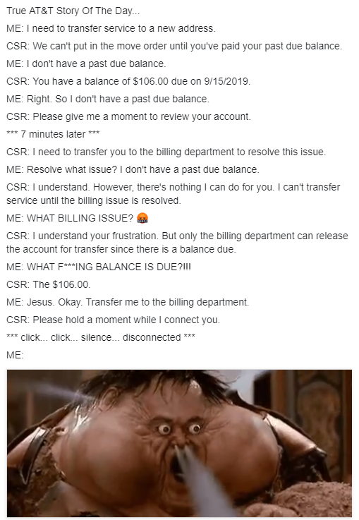 robinsosocial's tweet photo. True AT&T Story Of The Day... #attsucks #bringbacknetneutrality #dumpatt #att #telecom #internet https://t.co/qCNJRvCOeL