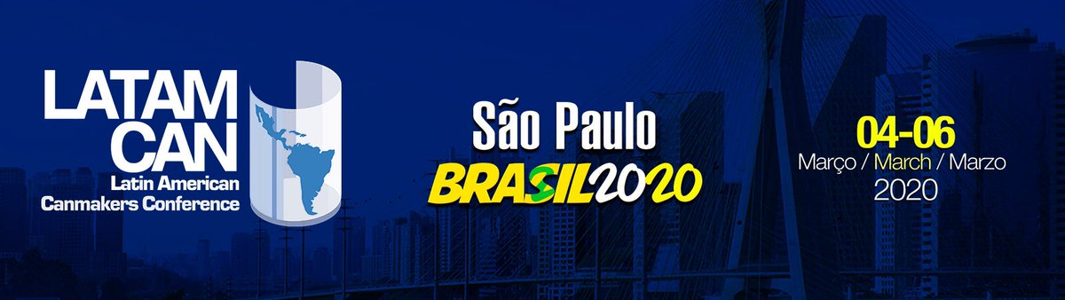 latamcan's tweet photo. 2020  will take place in Sao Paulo, Brazil at the TransAmerica Hotel from March 4th thru 6th. We are expecting 500 people and the technical program already has 26 presentations and 2 forums
 ⁣
🇧🇷 #Latam #Conference #Brasil #SaoPaulo #canmakers #suppliers #LATAMCAN2020 #March⁣ https://t.co/3vVcJCdKTH