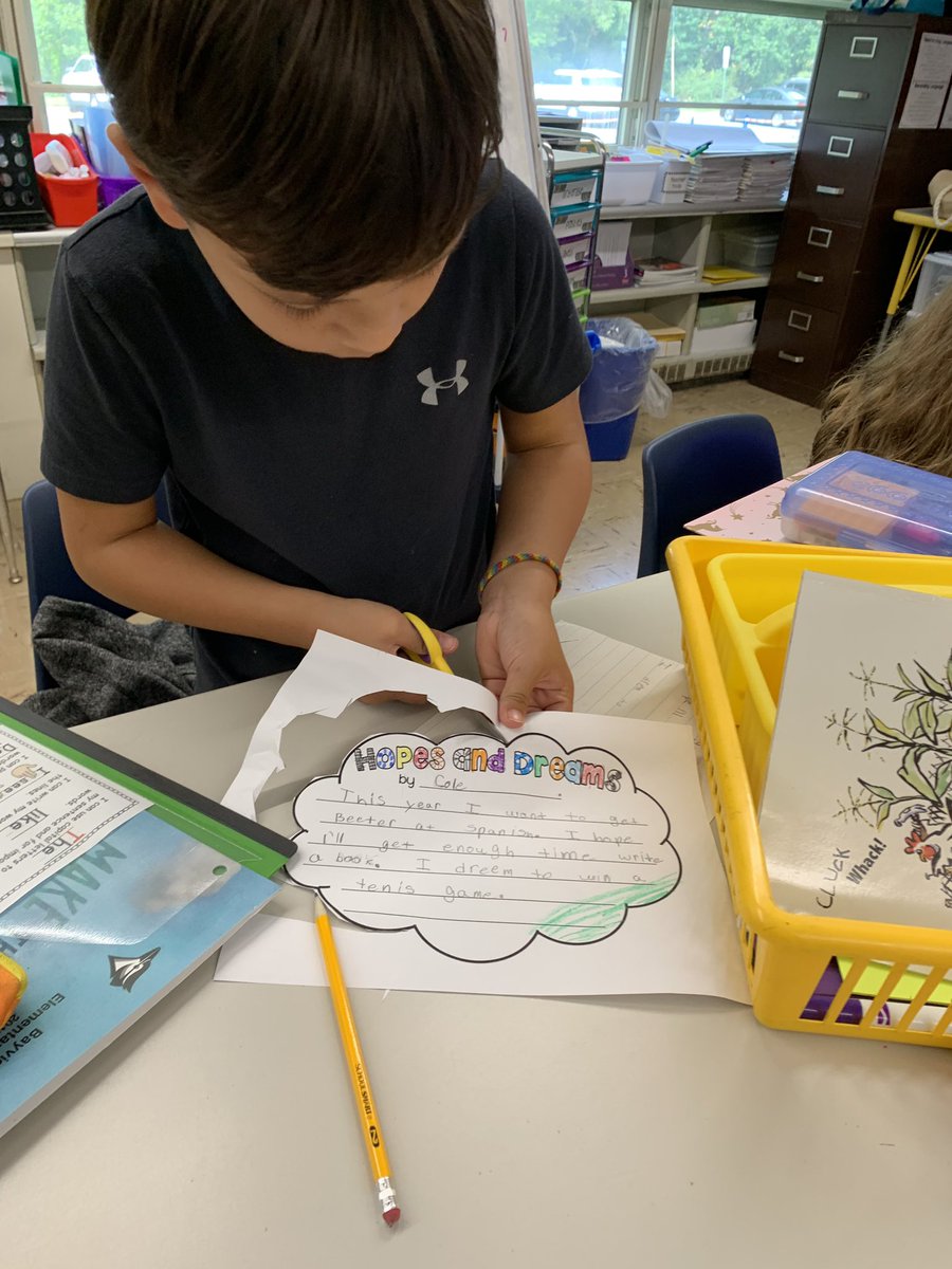 msamandareda's tweet photo. What a great first three days in 3rd! We set goals for the year by writing our hopes and dreams and are finding our favorite reading spots as we dive into Reading Workshop! #WeRBayview #MTPSpride @BayviewESchool https://t.co/ehHHVaQm3R