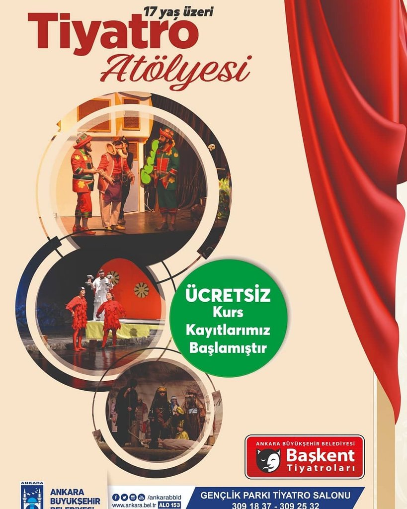 Tiyatro kurs kayıtlarımız başlamıştır. Ankara Büyükşehir Belediyesi.
