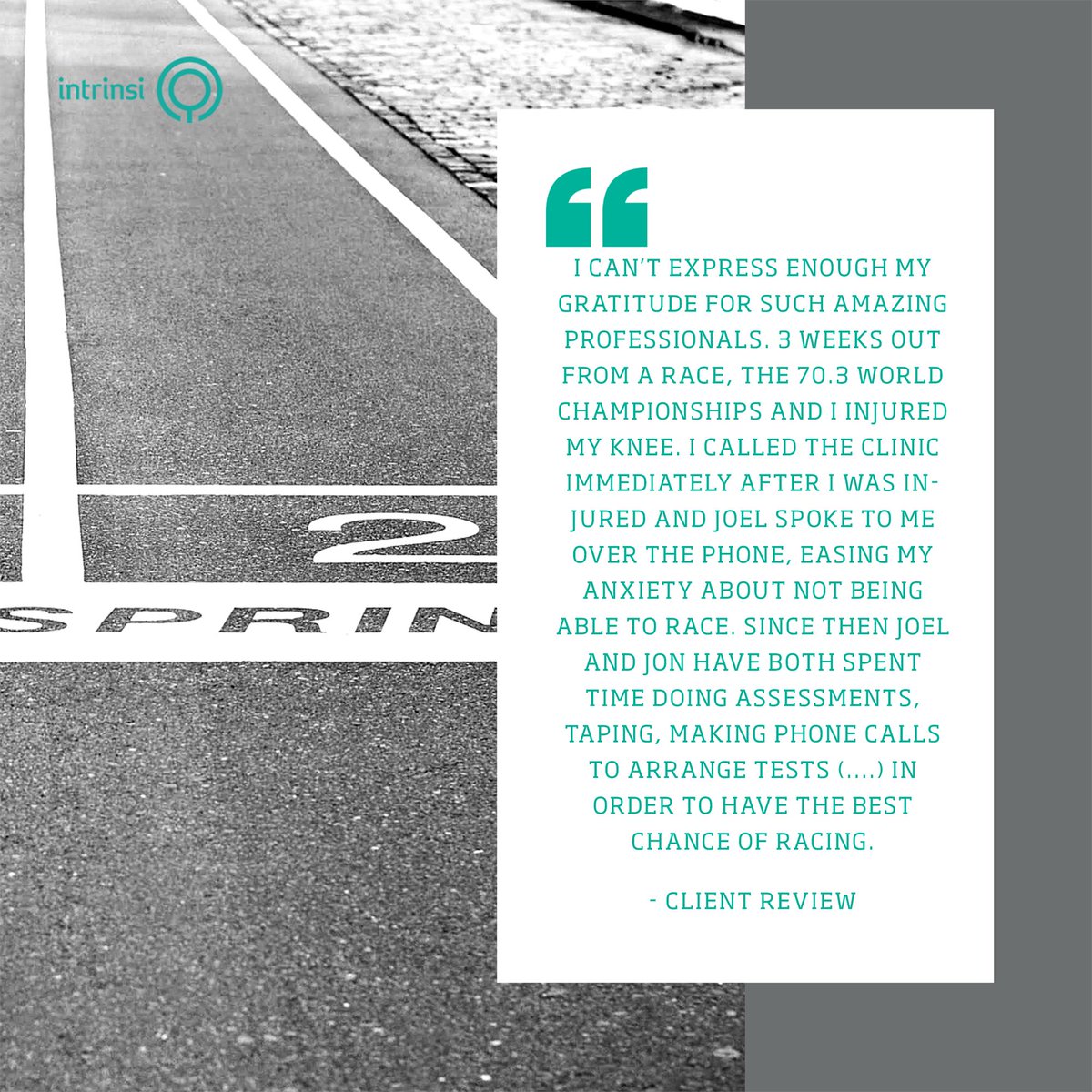 At Intrinsi, it is our mission to get you back up and running as quickly and safely as possible. We understand the importance of those races, ski trips and vacations you don’t want to be held back from! Book today intrinsi.janeapp.com