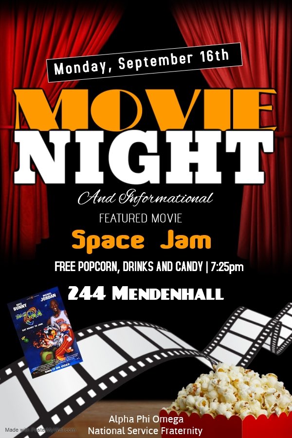 APO_ECU's tweet photo. Join us next week for #MovieNightMonday and our last Informational for Fall Rush!🍿Come learn more about our organization and enjoy a classic- Space Jam🏀 Don’t miss your opportunity to jam with APO this semester! #RushAPO #LFS #MWAB #ECU23 #ECU22 #ECU21 #ECU20 https://t.co/r4qle80NvK