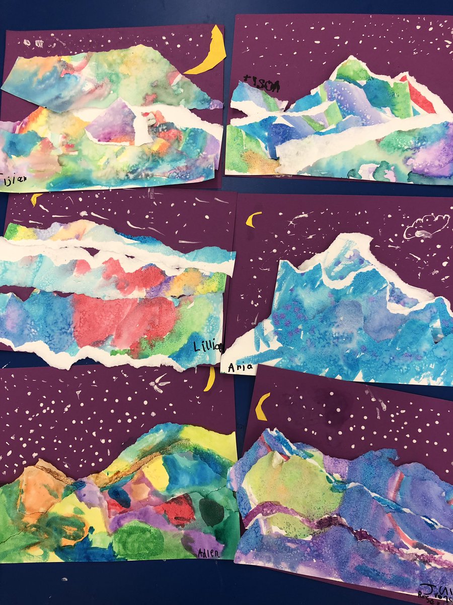 jim_les4's tweet photo. Beautiful textured watercolor collage mountains by 1st grade! #bbproud #bluebonnetlions #lockhartisd #LockartLeading #LoveMyLisd #BBEmasterbuilders https://t.co/7VV9XSFQuZ